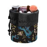 Chinese Dragon And Flower Pattern Print Drawstring Makeup Bag