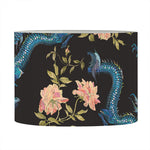 Chinese Dragon And Flower Pattern Print Drum Lamp Shade