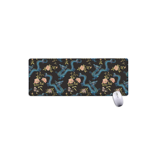Chinese Dragon And Flower Pattern Print Extended Mouse Pad