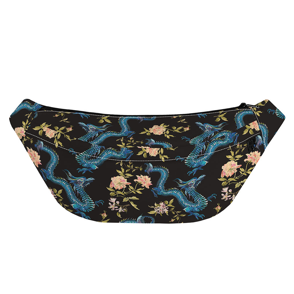 Chinese Dragon And Flower Pattern Print Fanny Pack