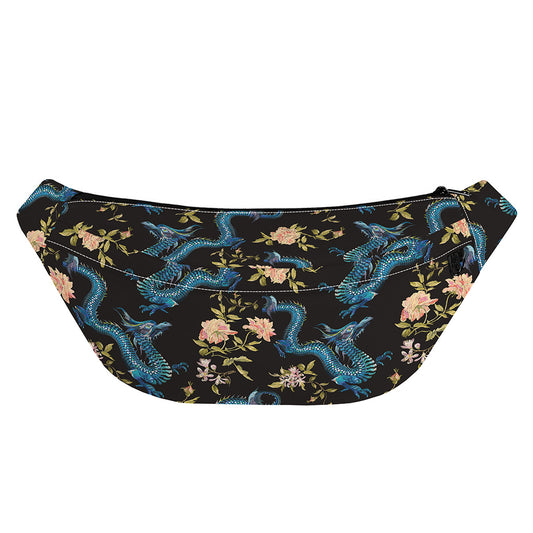 Chinese Dragon And Flower Pattern Print Fanny Pack