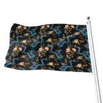 Chinese Dragon And Flower Pattern Print Flag