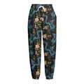 Chinese Dragon And Flower Pattern Print Fleece Lined Knit Pants