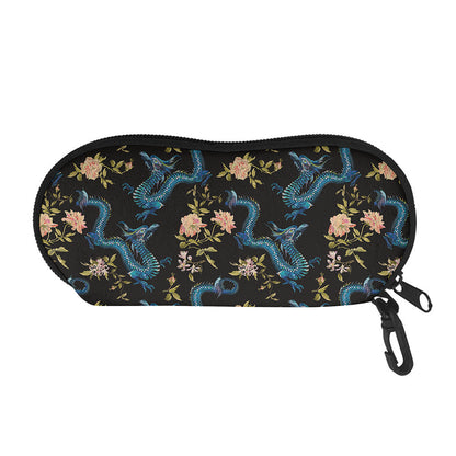 Chinese Dragon And Flower Pattern Print Glasses Case