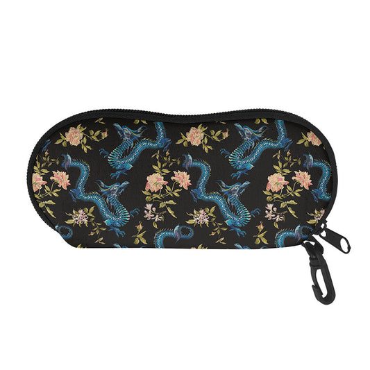 Chinese Dragon And Flower Pattern Print Glasses Case