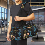 Chinese Dragon And Flower Pattern Print Gym Bag