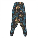 Chinese Dragon And Flower Pattern Print Hammer Pants