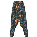 Chinese Dragon And Flower Pattern Print Hammer Pants