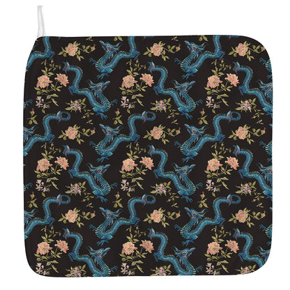 Chinese Dragon And Flower Pattern Print Hand Towel