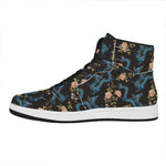 Chinese Dragon And Flower Pattern Print High Top Leather Sneakers