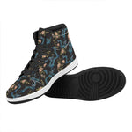 Chinese Dragon And Flower Pattern Print High Top Leather Sneakers