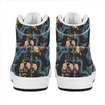 Chinese Dragon And Flower Pattern Print High Top Leather Sneakers