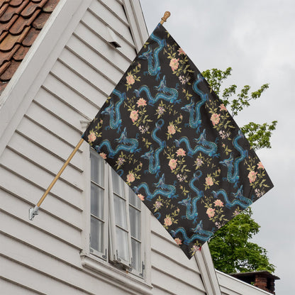 Chinese Dragon And Flower Pattern Print House Flag