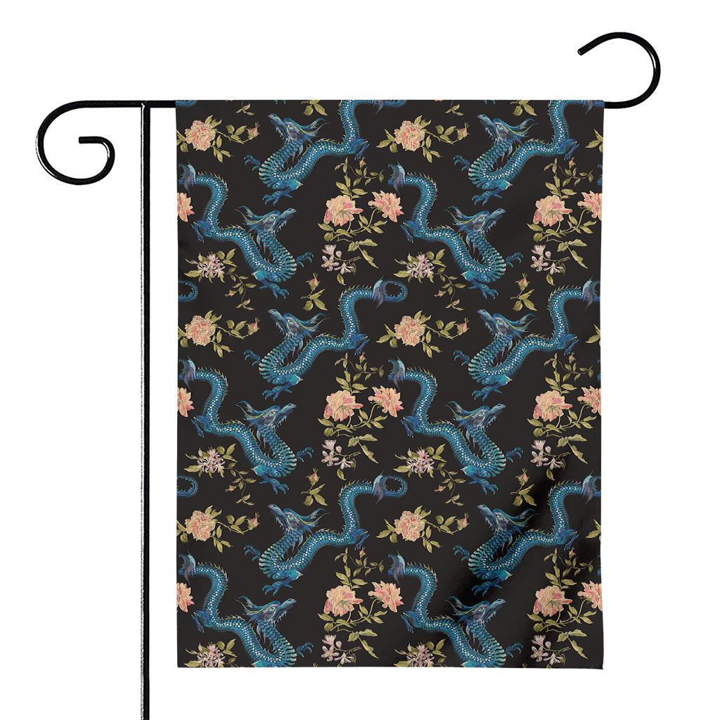 Chinese Dragon And Flower Pattern Print House Flag