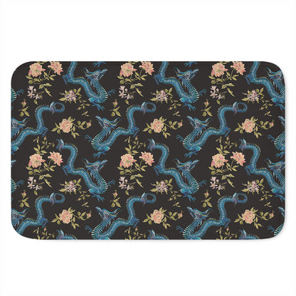 Chinese Dragon And Flower Pattern Print Indoor Door Mat
