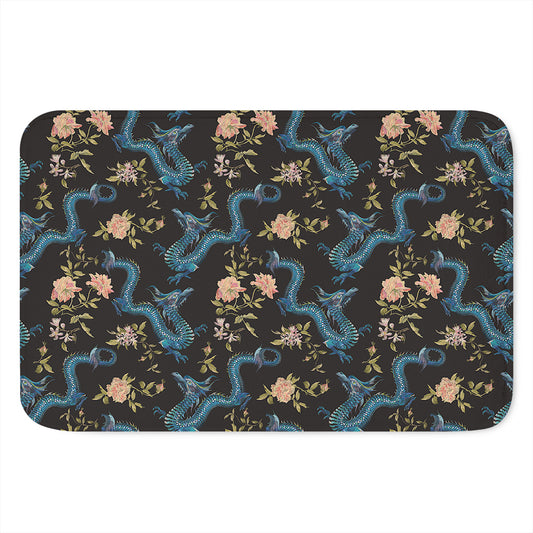 Chinese Dragon And Flower Pattern Print Indoor Door Mat