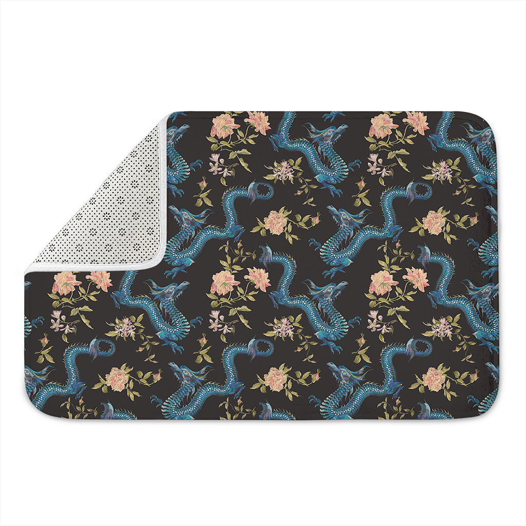 Chinese Dragon And Flower Pattern Print Indoor Door Mat