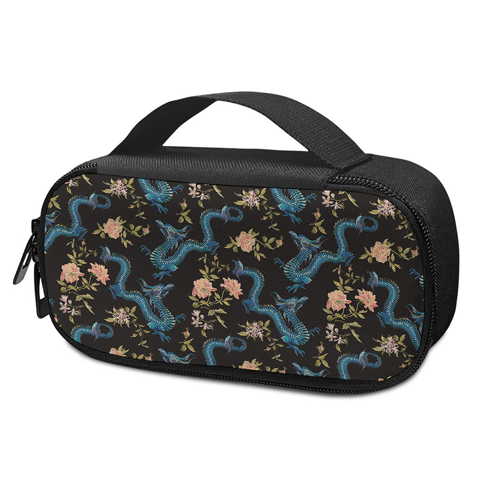 Chinese Dragon And Flower Pattern Print Insulin Cooler Travel Case