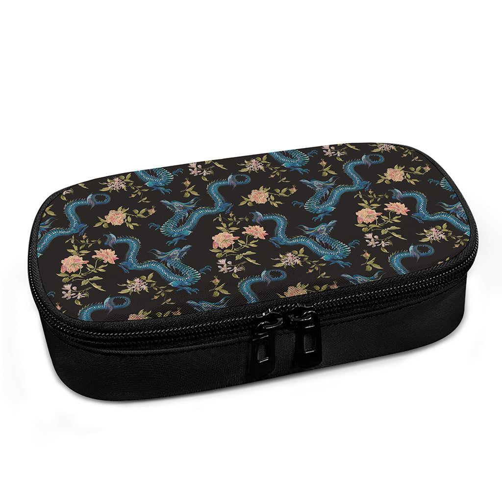 Chinese Dragon And Flower Pattern Print Insulin Cooler Travel Case
