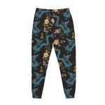 Chinese Dragon And Flower Pattern Print Jogger Pants