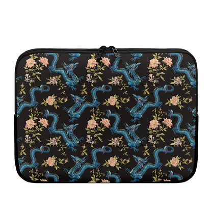 Chinese Dragon And Flower Pattern Print Laptop Sleeve