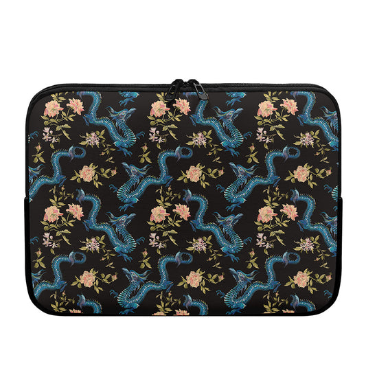 Chinese Dragon And Flower Pattern Print Laptop Sleeve