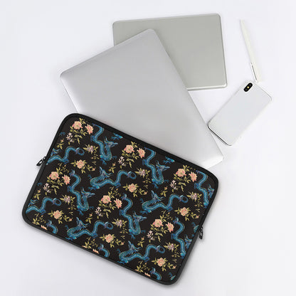 Chinese Dragon And Flower Pattern Print Laptop Sleeve