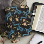 Chinese Dragon And Flower Pattern Print Leather Bible Cover