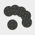 Chinese Dragon And Flower Pattern Print Leather Coaster Set