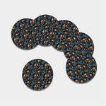 Chinese Dragon And Flower Pattern Print Leather Coaster Set