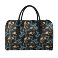 Chinese Dragon And Flower Pattern Print Leather Duffel Bag