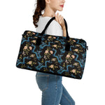 Chinese Dragon And Flower Pattern Print Leather Duffle Bag