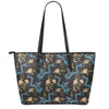 Chinese Dragon And Flower Pattern Print Leather Tote Bag