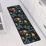 Chinese Dragon And Flower Pattern Print Long Kitchen Mat