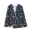 Chinese Dragon And Flower Pattern Print Long Sleeve Short Coat