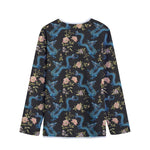 Chinese Dragon And Flower Pattern Print Long Sleeve Short Coat