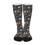 Chinese Dragon And Flower Pattern Print Long Socks