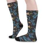 Chinese Dragon And Flower Pattern Print Long Socks