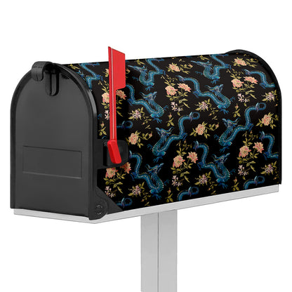 Chinese Dragon And Flower Pattern Print Mailbox Cover