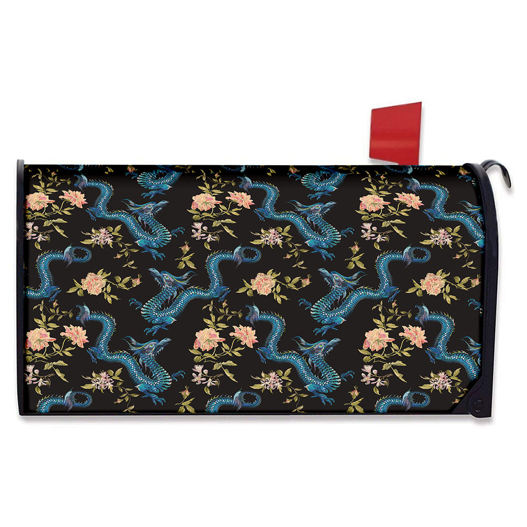 Chinese Dragon And Flower Pattern Print Mailbox Cover