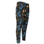 Chinese Dragon And Flower Pattern Print Men's Compression Pants