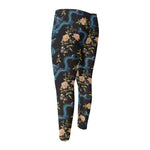 Chinese Dragon And Flower Pattern Print Men's Compression Pants