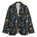 Chinese Dragon And Flower Pattern Print Men's Cotton Blazer