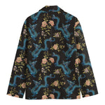 Chinese Dragon And Flower Pattern Print Men's Cotton Blazer