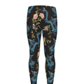 Chinese Dragon And Flower Pattern Print Men's Leggings