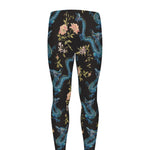 Chinese Dragon And Flower Pattern Print Men's leggings