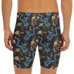 Chinese Dragon And Flower Pattern Print Men's Long Boxer Briefs