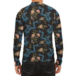 Chinese Dragon And Flower Pattern Print Men's Long Sleeve Rash Guard