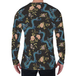 Chinese Dragon And Flower Pattern Print Men's Long Sleeve T-Shirt