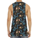 Chinese Dragon And Flower Pattern Print Men's Muscle Tank Top